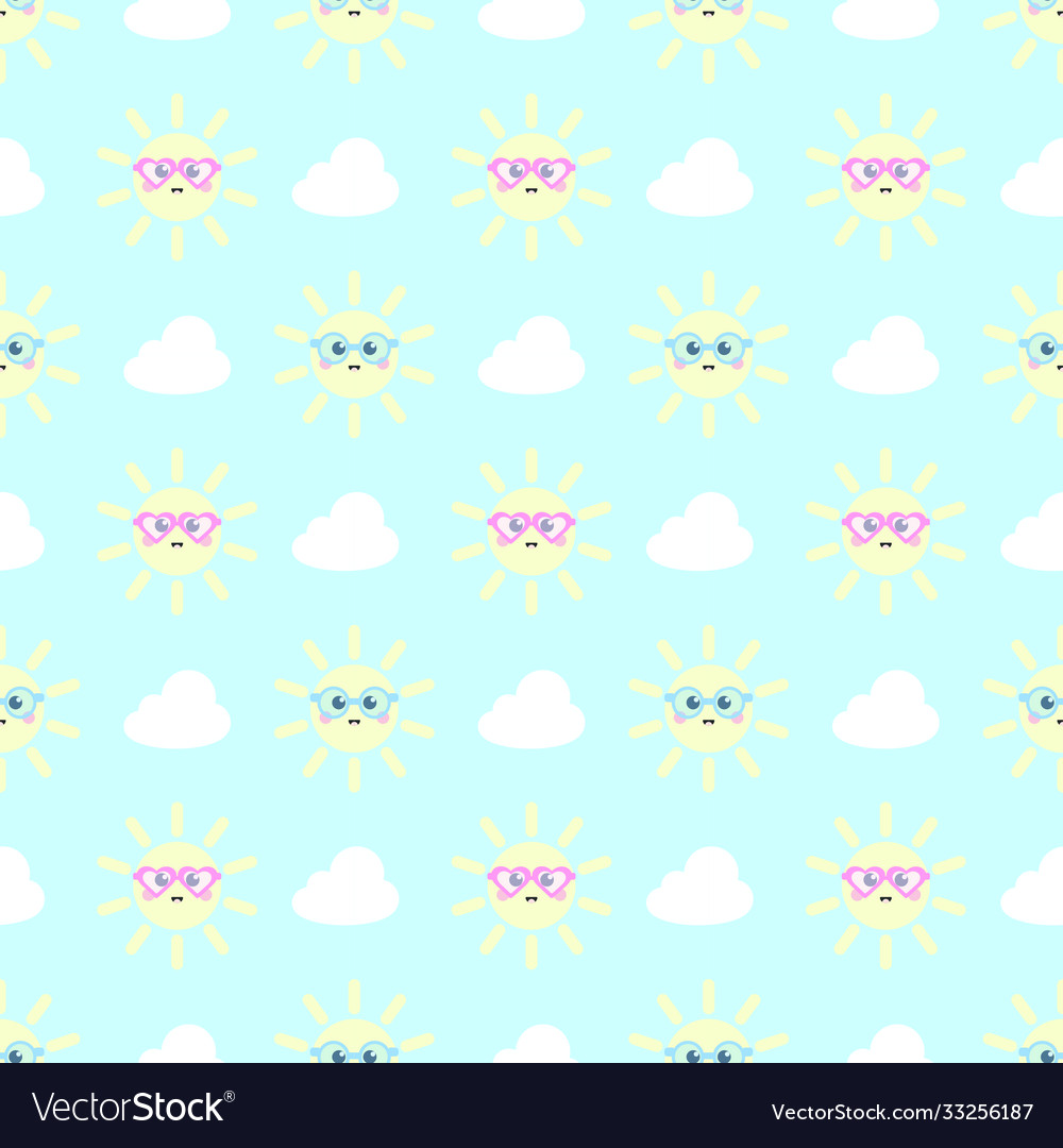 Seamless repeat pattern design with sun elements