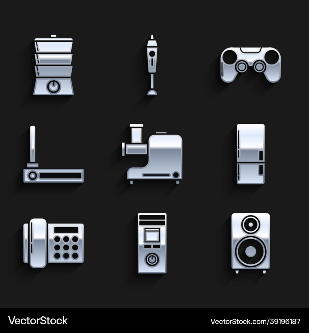 Set kitchen meat grinder remote control stereo Vector Image