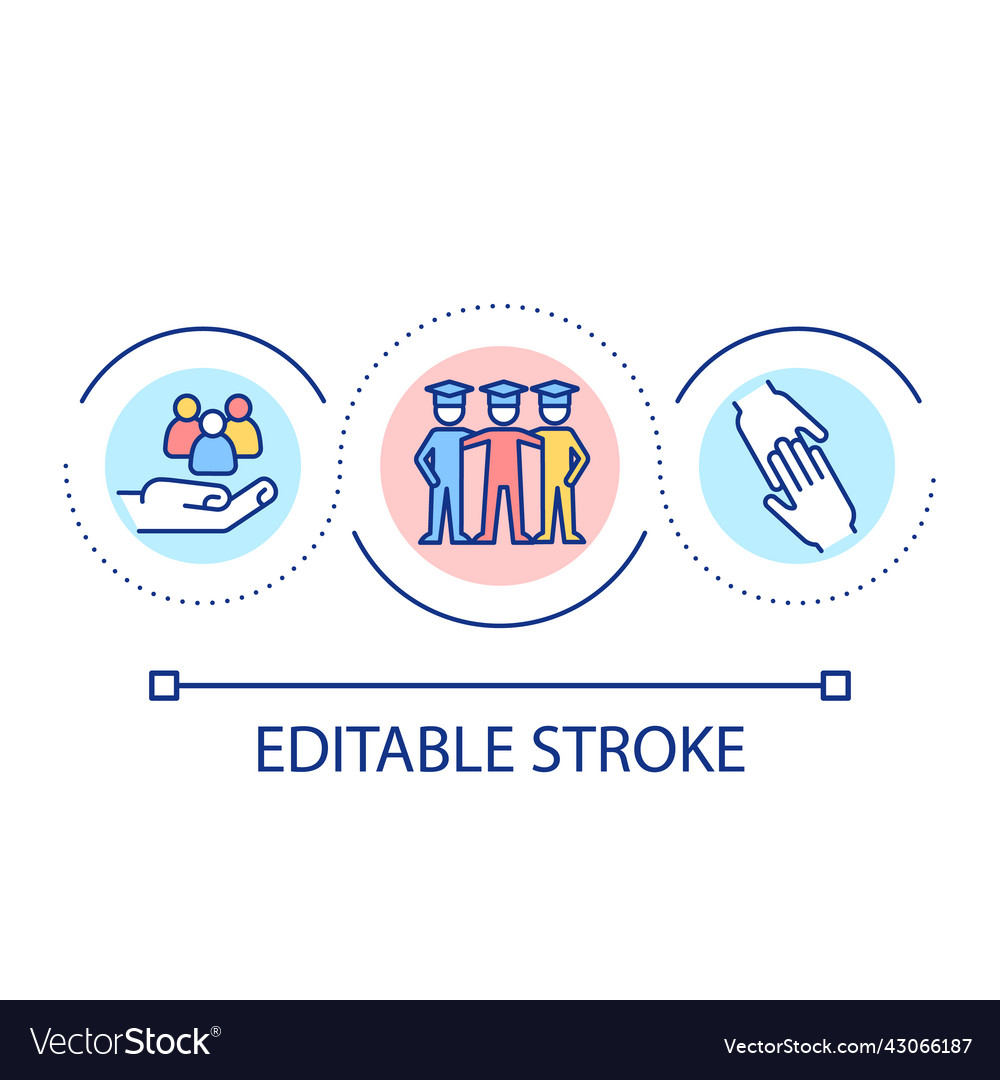 Social connectedness in college loop concept icon Vector Image