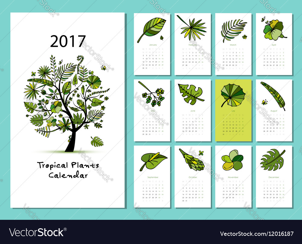 Tropischer Baumkalender 2017 Design