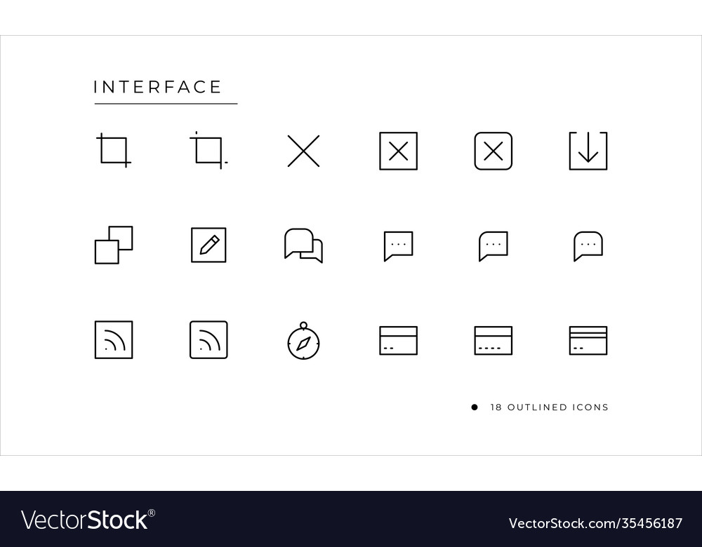 User interface icon set with outlined style