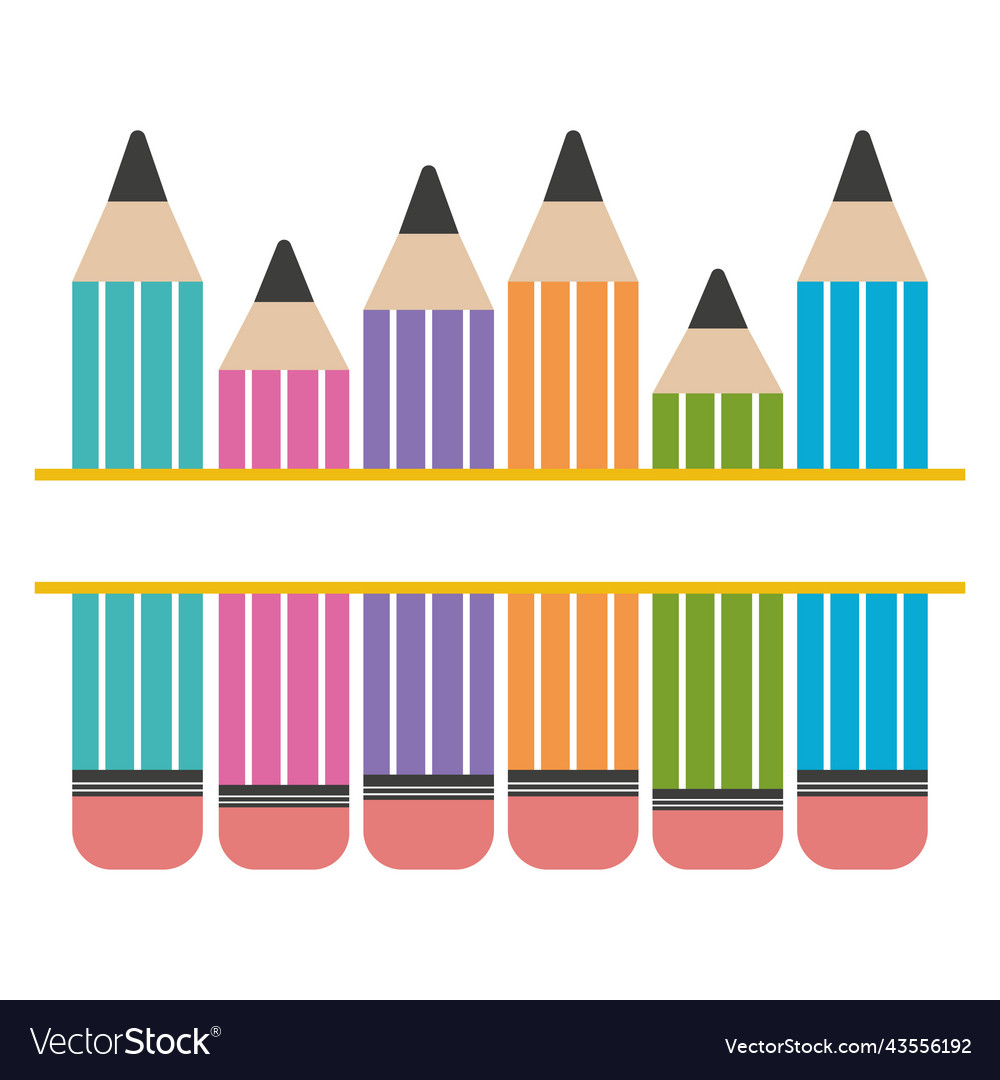 A set of colored pencils with text frame color Vector Image