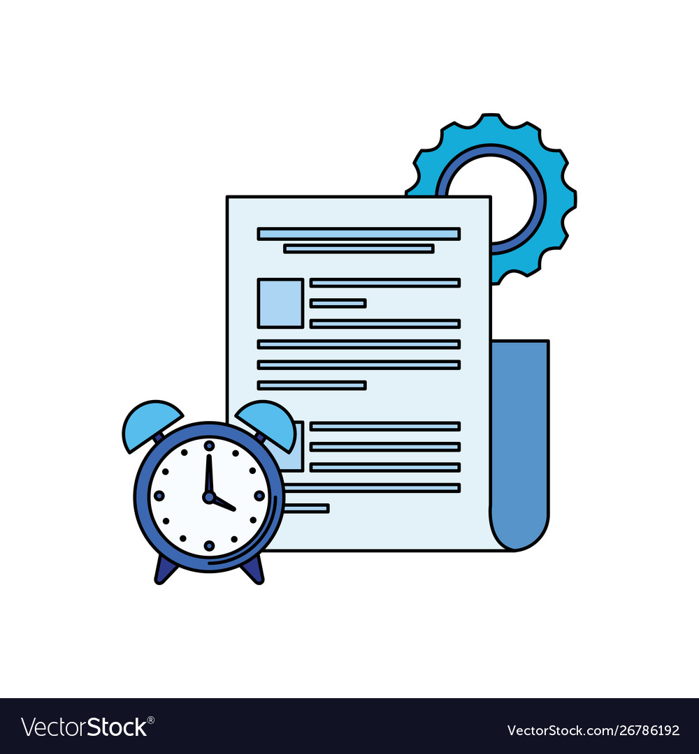 Alarm clock with document file Vector Image Alarm clock with document file