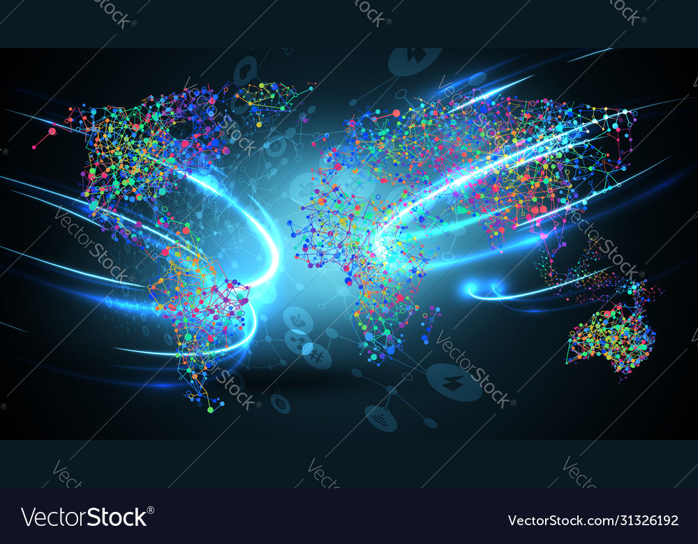 Blue abstract network background with globe vector image Blue abstract network background with globe