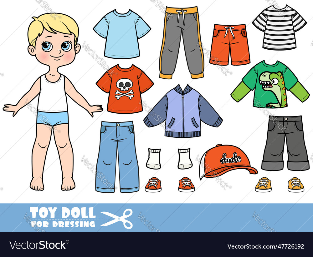 Cartoon boy with blond hair and clothes Royalty Free Vector