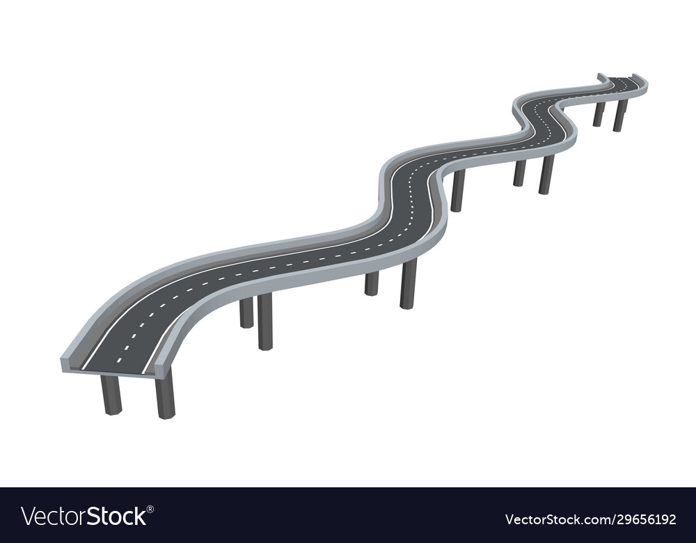 Curved road on supports 3d vector image Curved road on supports 3d