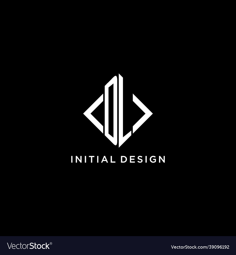 Dl initial monogram with rhombus shape logo design vector image Dl initial monogram with rhombus shape logo design