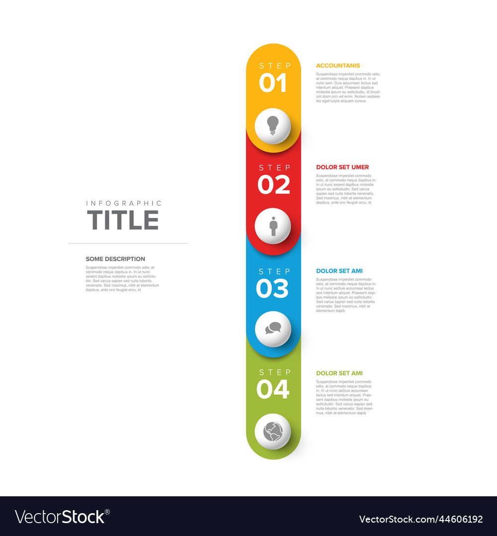 Four rounded vertical steps elements template