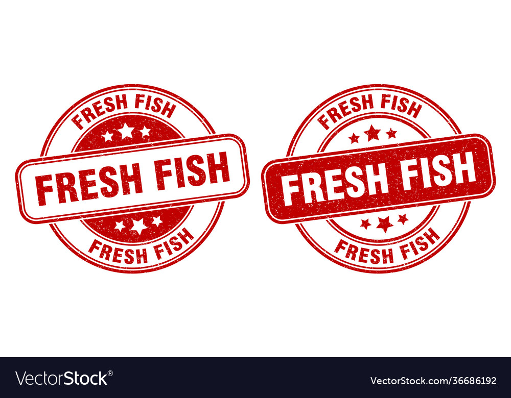 Fresh fish stamp label round grunge