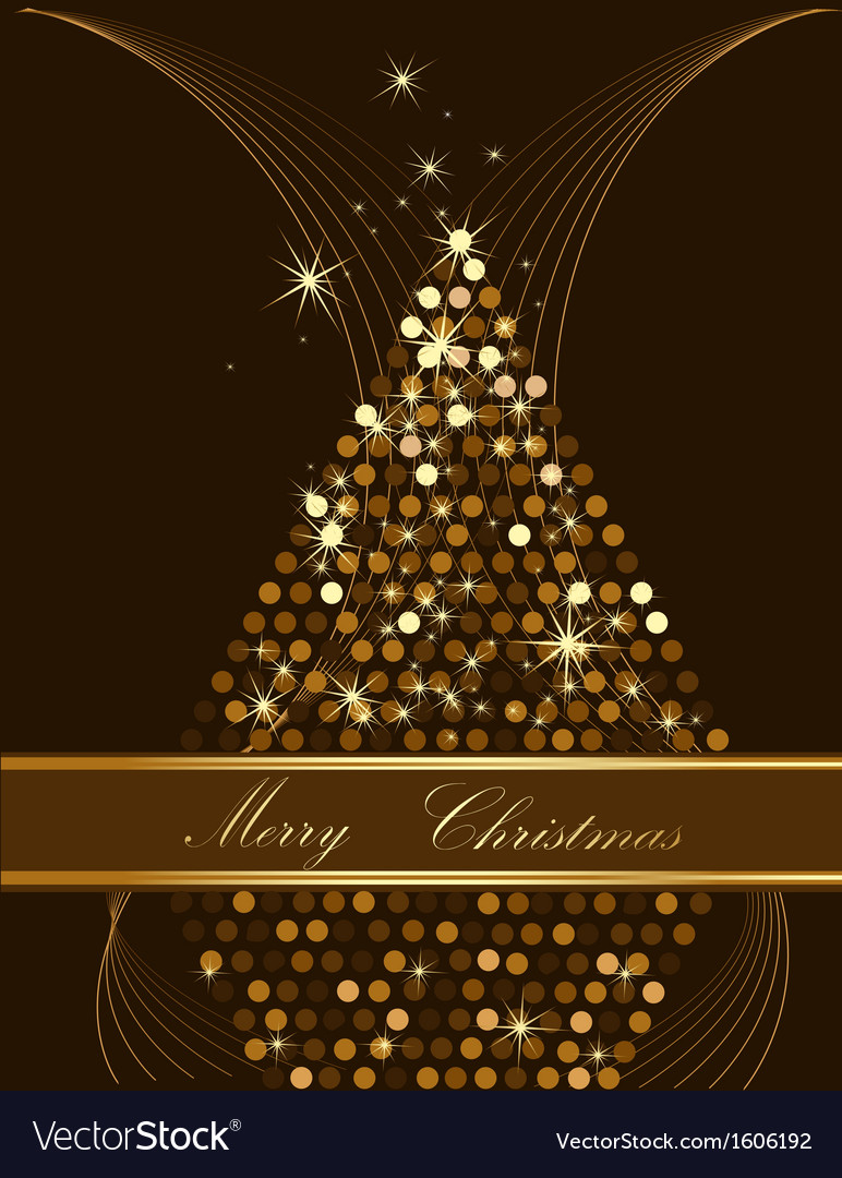 Golden Christmas Tree with Sparkling Lights