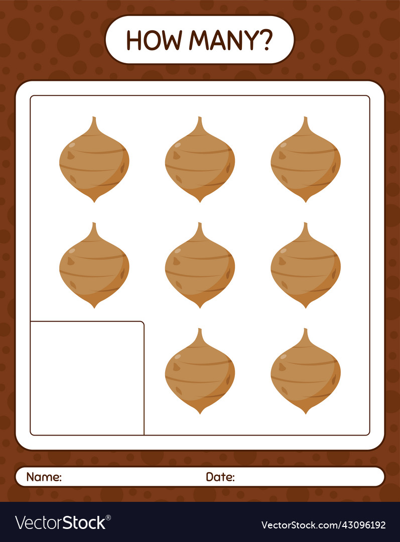 How many counting game with jicama worksheet vector image How many counting game with jicama worksheet