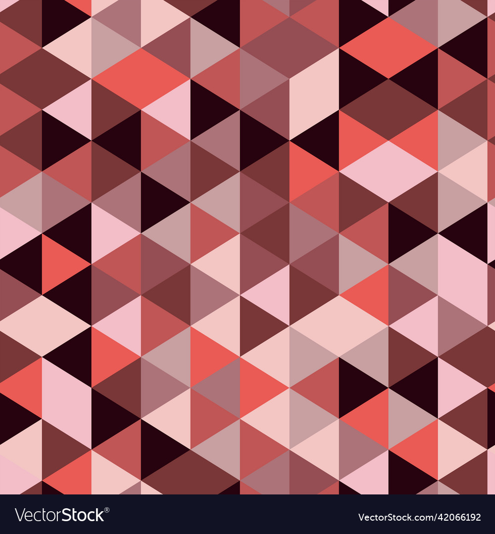 Mosaic triangle seamless pattern in red and coral vector image Mosaic triangle seamless pattern in red and coral
