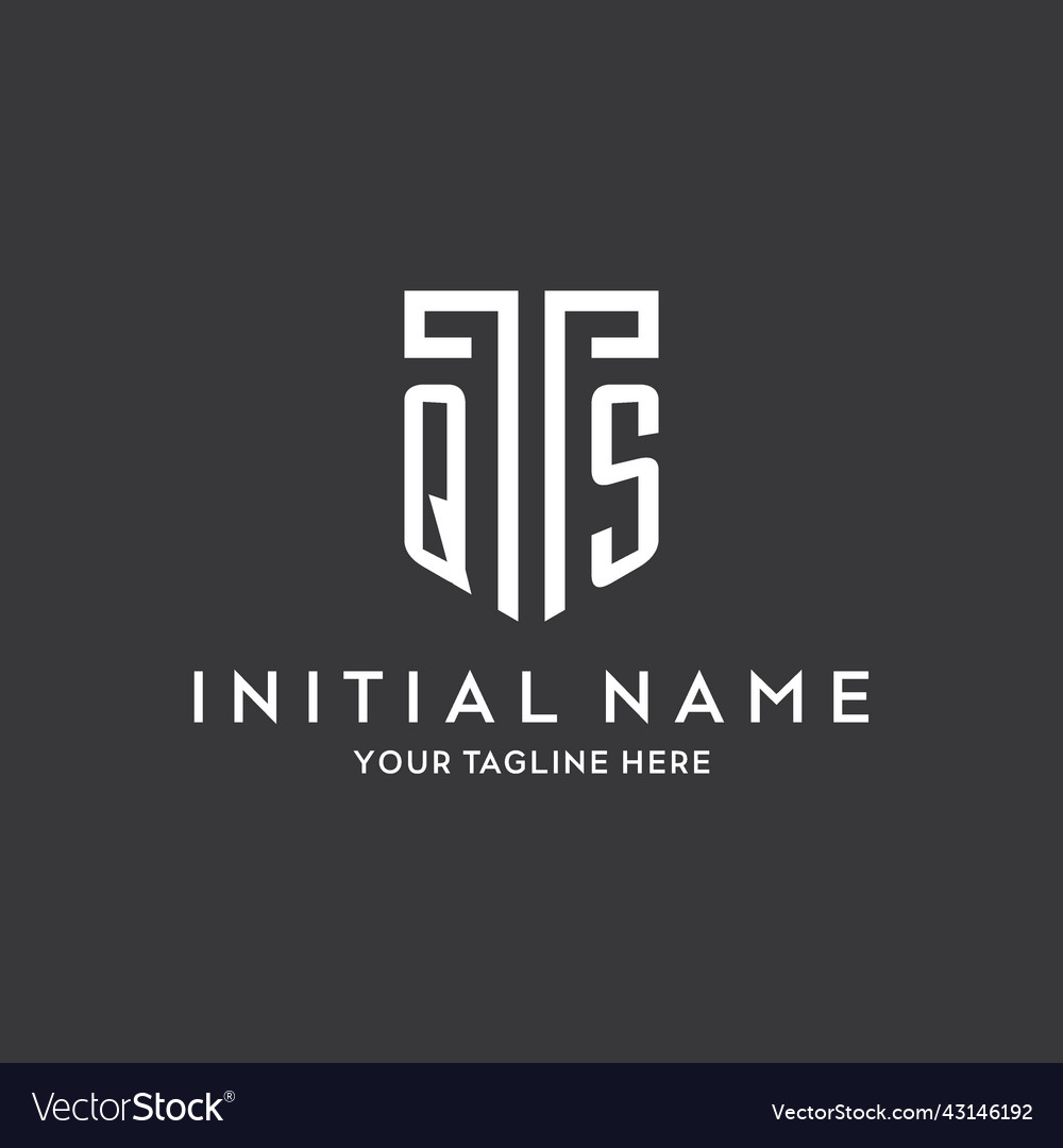 Qs monogram initial name with shield shape icon