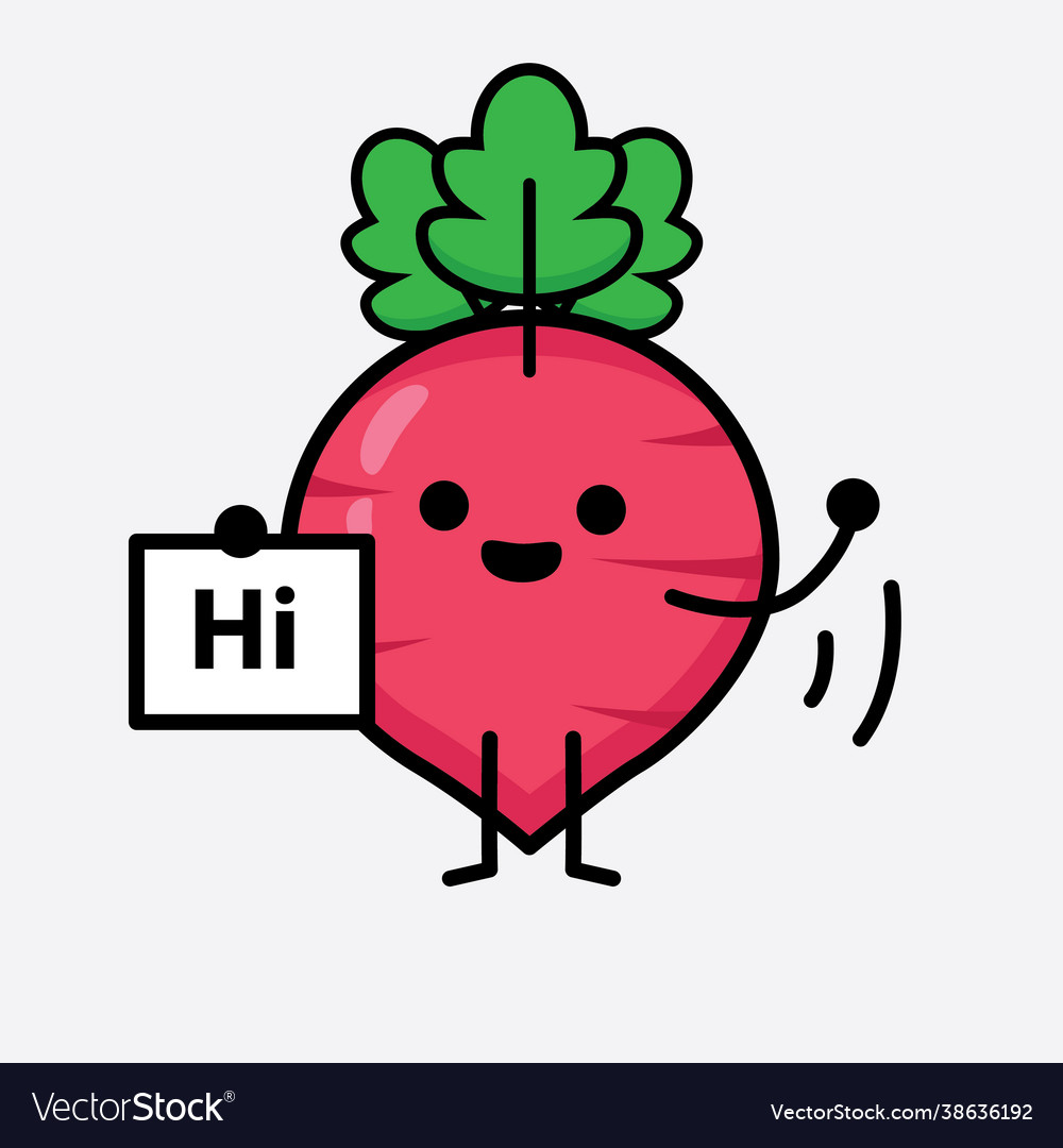 Red radish character with cute face and simple Vector Image