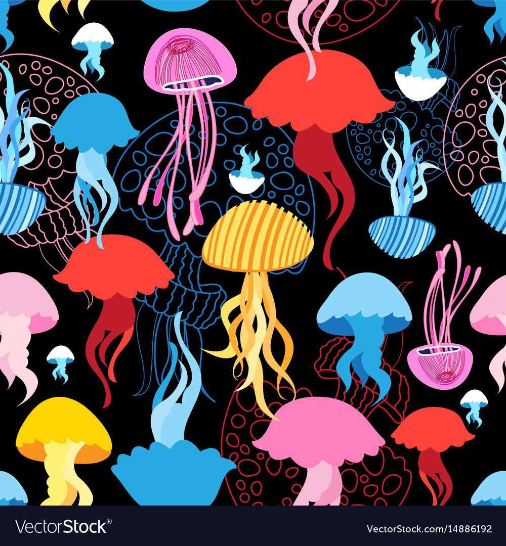 Seamless pattern with jellyfish