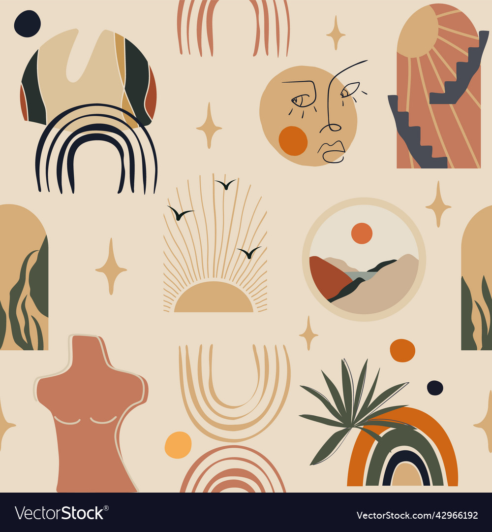 Seometric shapes and doodle objects pattern vector image Seometric shapes and doodle objects pattern
