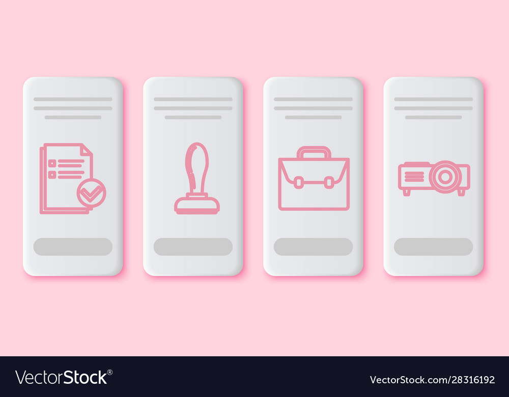 Set line document and check mark stamp briefcase Vector Image Set line document and check mark stamp briefcase