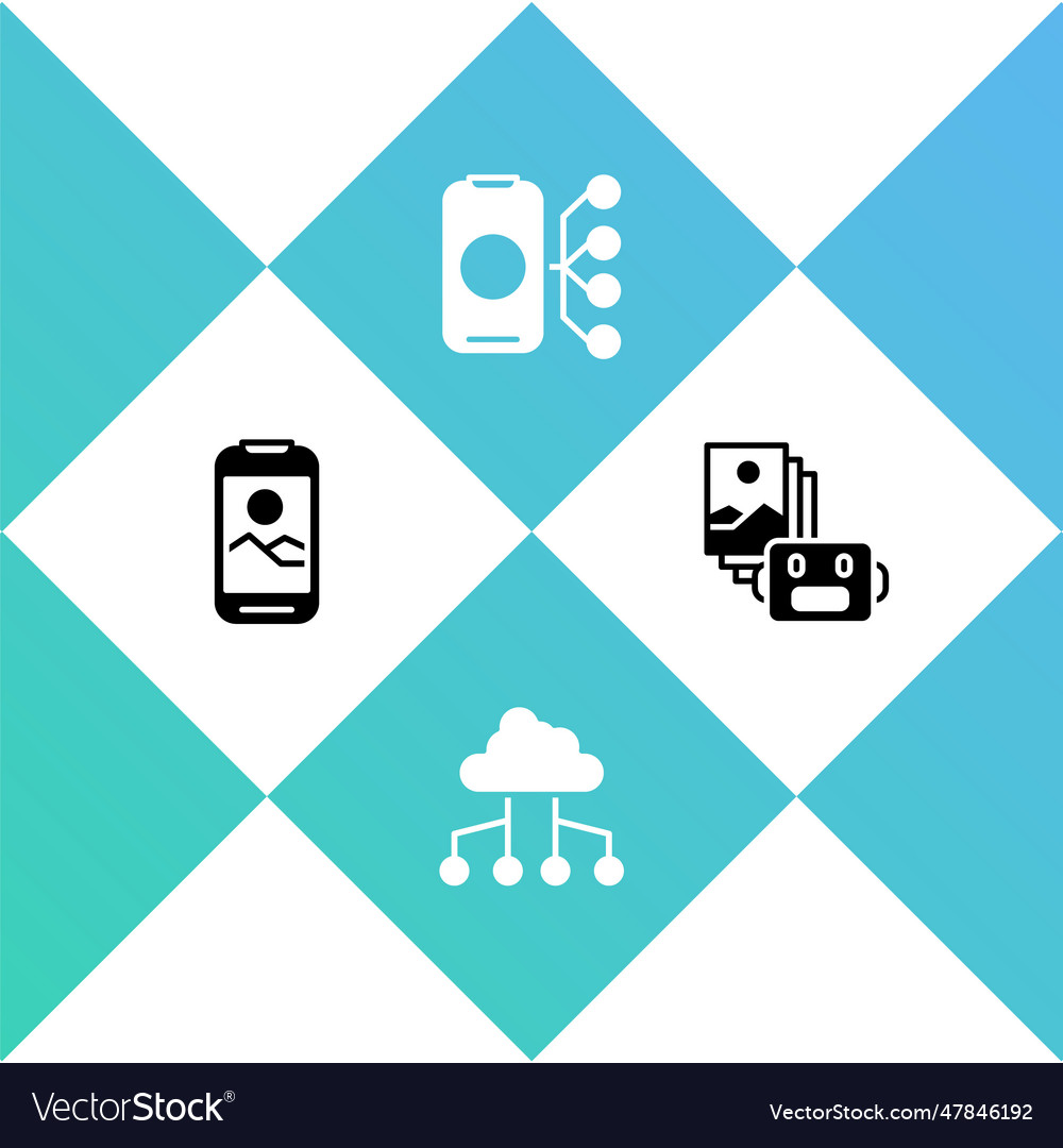 Set mobile phone network cloud connection neural vector image Set mobile phone network cloud connection neural