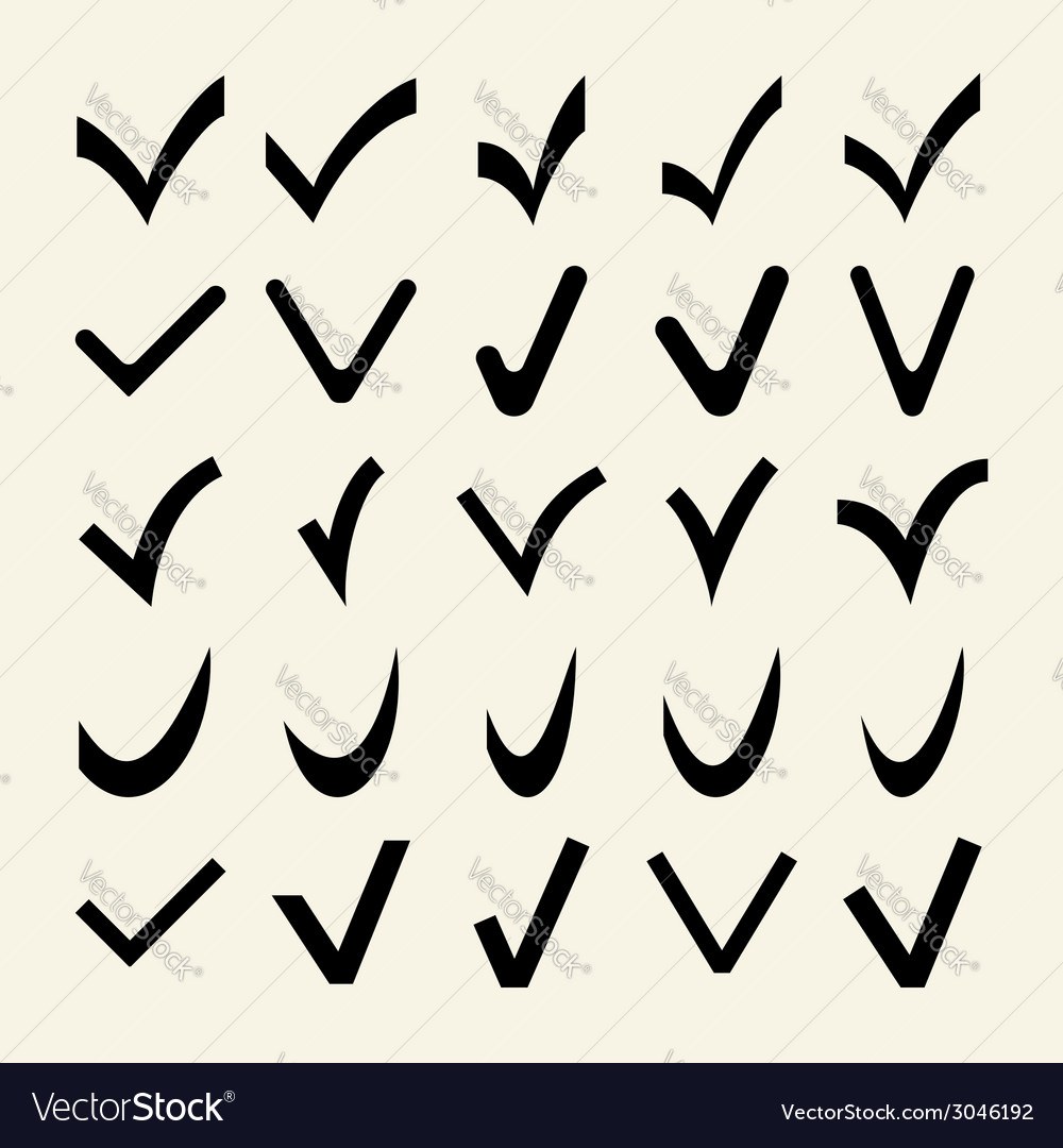 Set of 25 different check marks