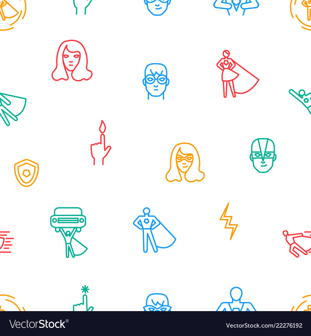 Super hero thin line seamless pattern background vector image Super hero thin line seamless pattern background