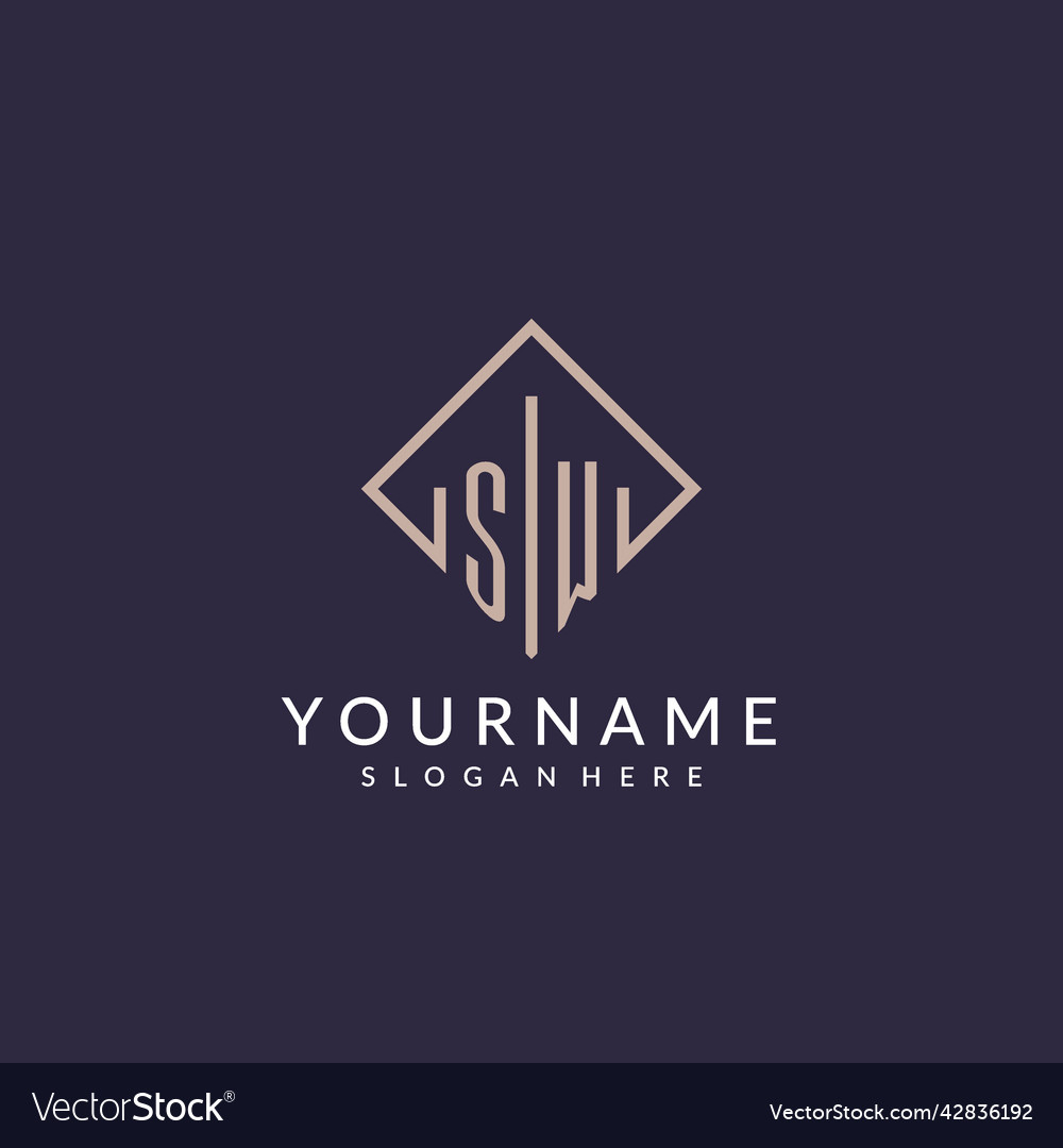 Sw initial monogram logo with rectangle style