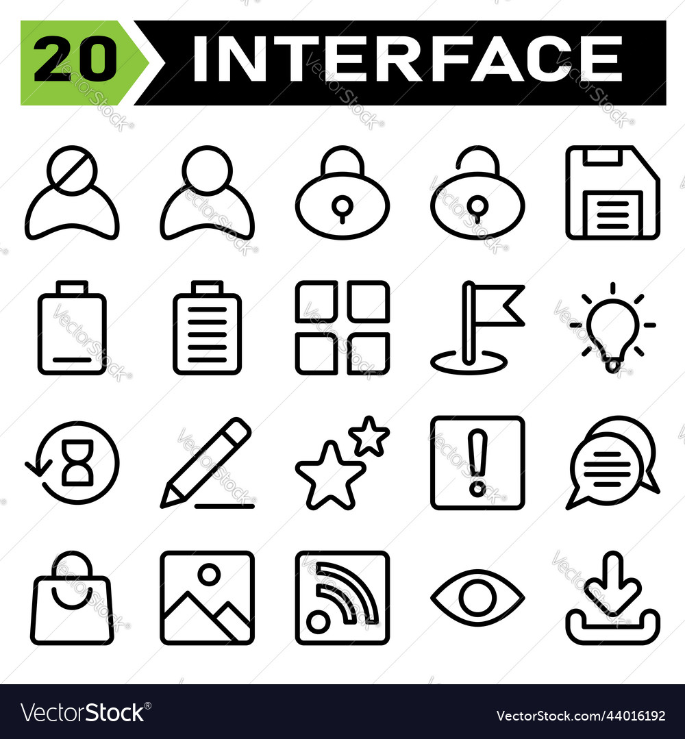 Benutzeroberfläche Icon-Set enthalten block avatar vector image Benutzeroberfläche Icon-Set enthalten block avatar