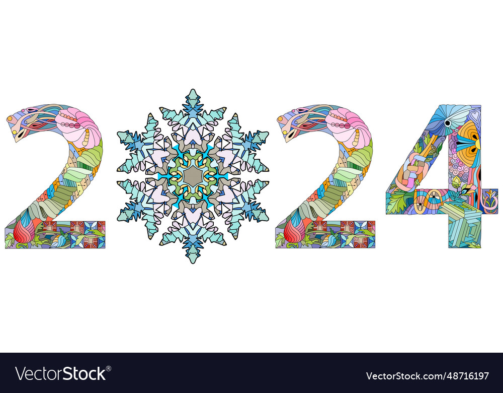 2024 number design with snowflake cute Vector Image 2024 number design with snowflake cute