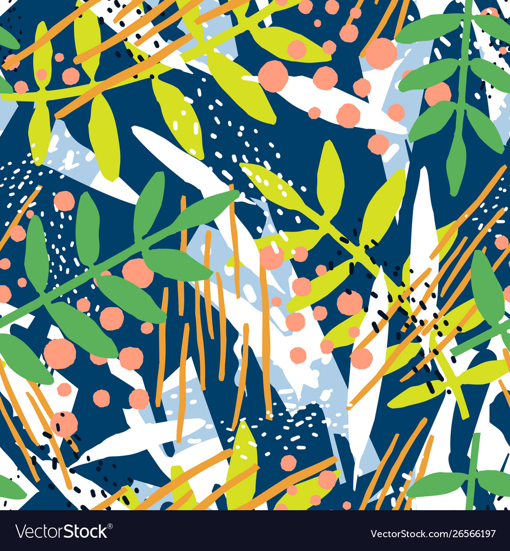 Abstract seamless pattern with branches exotic vector image Abstract seamless pattern with branches exotic