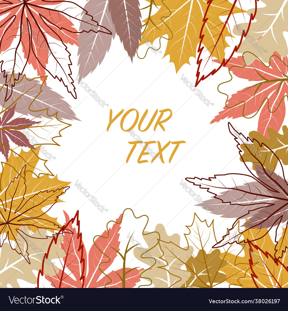 Autumn frame with colorful and contour outline Vector Image