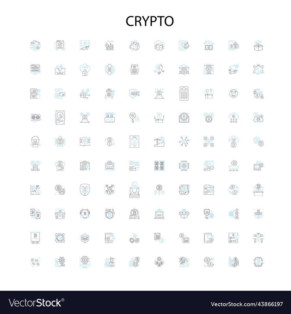 Crypto icons signs outline symbols concept