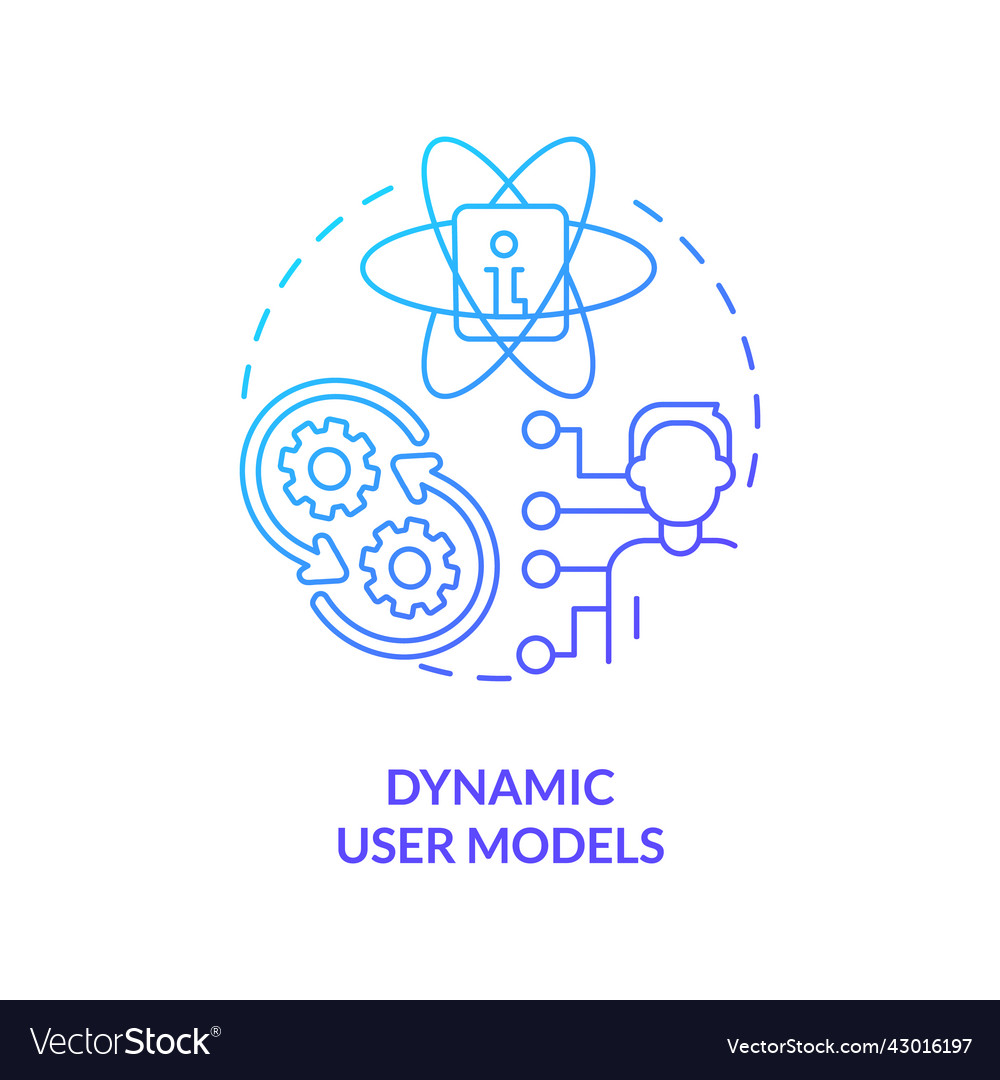 Dynamic user models blue gradient concept icon vector image Dynamic user models blue gradient concept icon