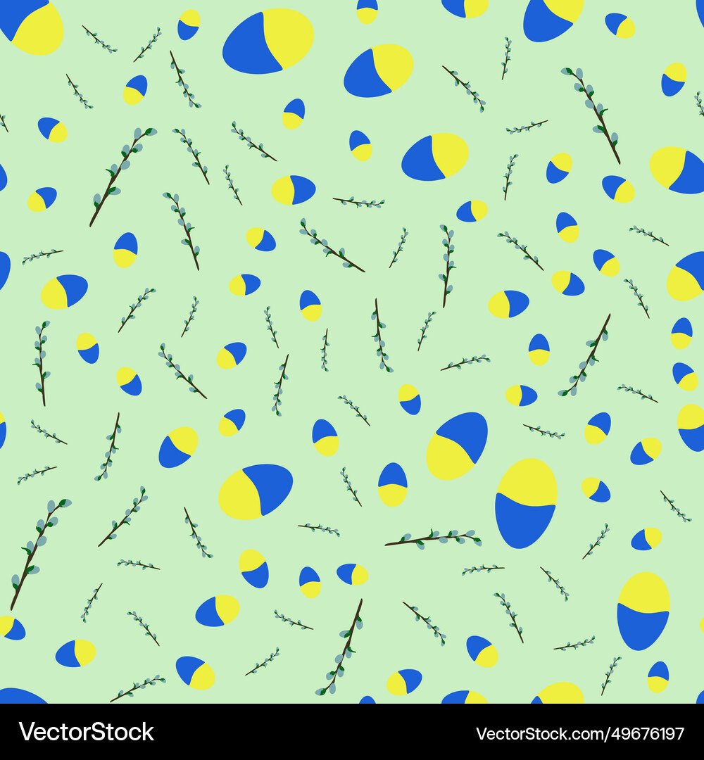Easter pattern with willow twigs and eggs Vector Image