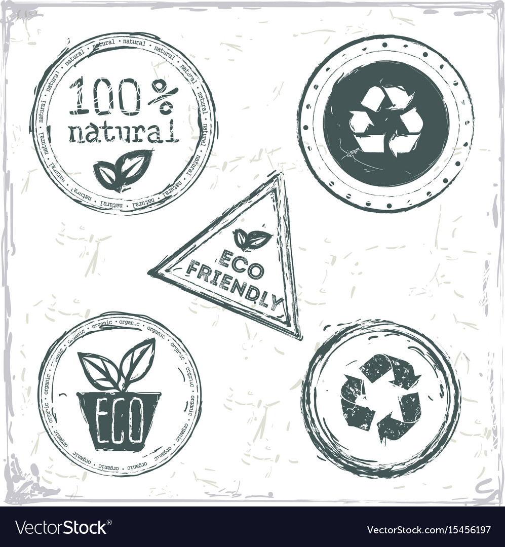 Eco floral frame collection stamp