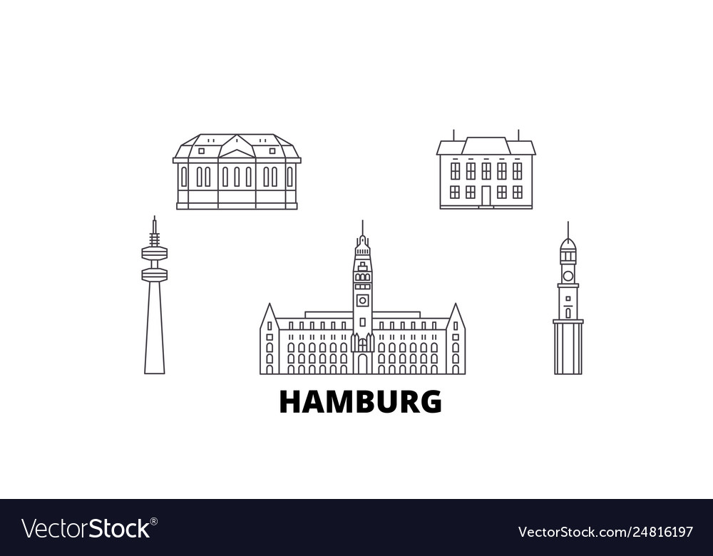 Germany hamburg line travel skyline set