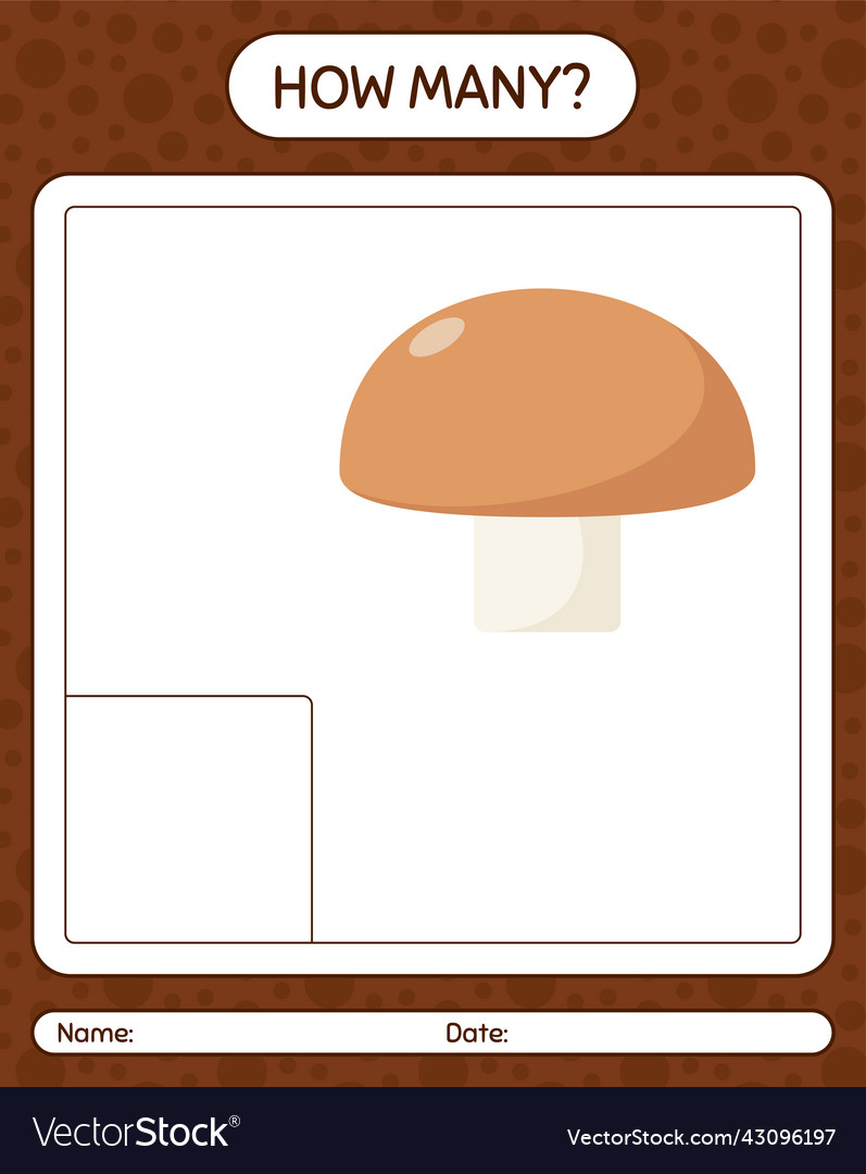 How many counting game with mushroom worksheet Vector Image How many counting game with mushroom worksheet