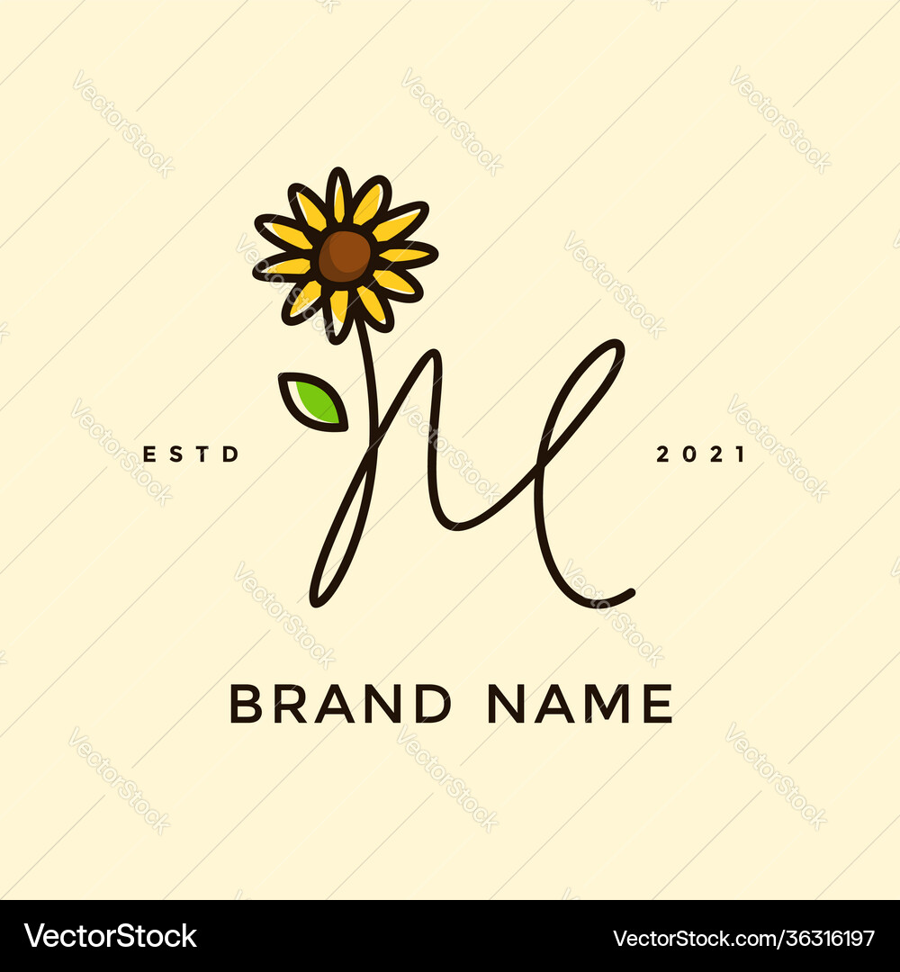 Initial sun flower m Royalty Free Vector Image