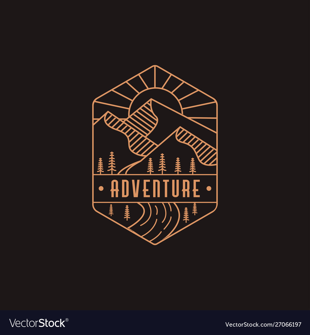 Landscape outdoor adventure logo vector image Landscape outdoor adventure logo
