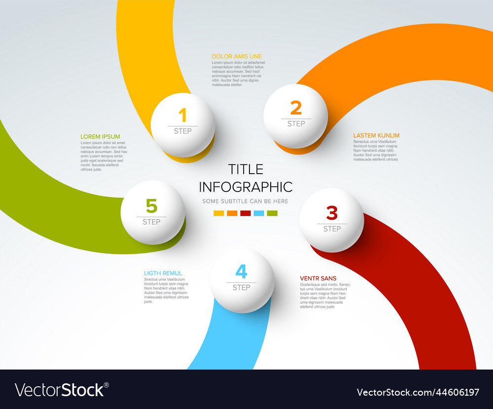 Minimalistic five steps template with sphere vector image Minimalistic five steps template with sphere