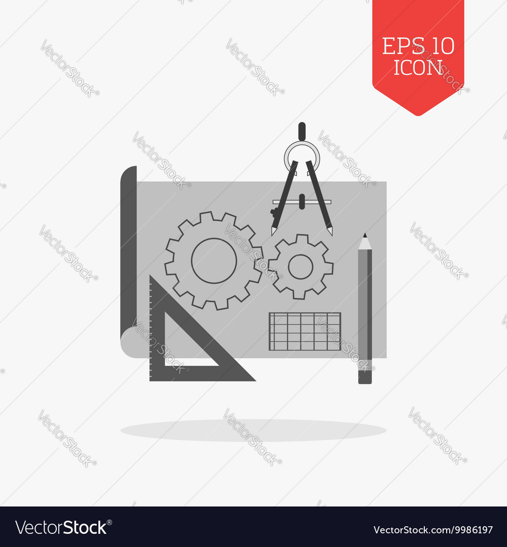 Prototyping project icon flat design gray color