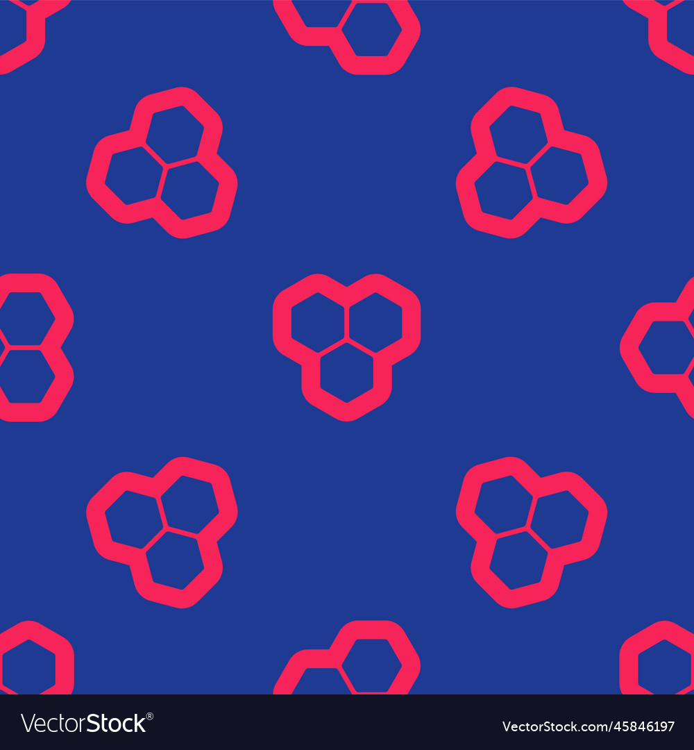 Red honeycomb icon isolated seamless pattern vector image Red honeycomb icon isolated seamless pattern