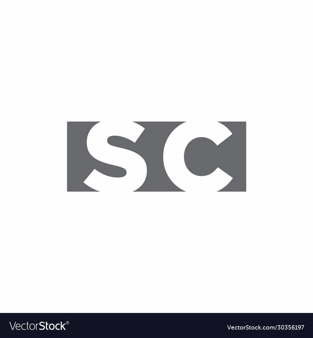Sc logo monogram with negative space style design vector image Sc logo monogram with negative space style design