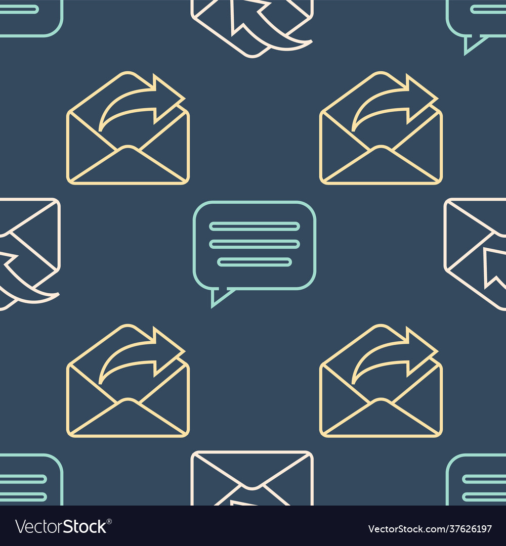 Set line envelope outgoing mail and speech bubble vector image Set line envelope outgoing mail and speech bubble