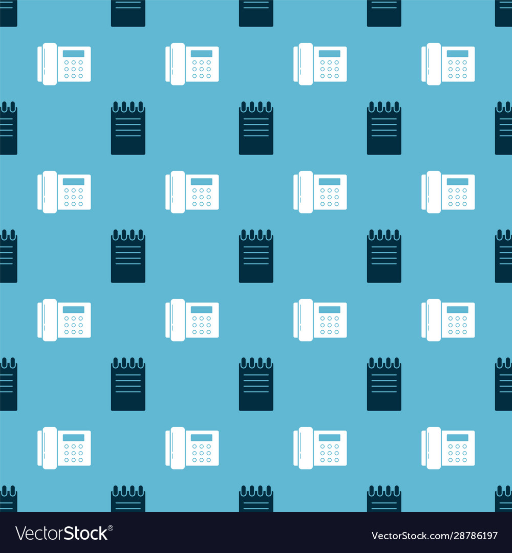 Set notebook and telephone on seamless pattern