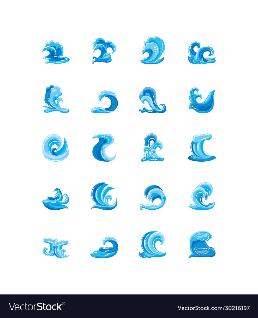 Set ocean waves with curling