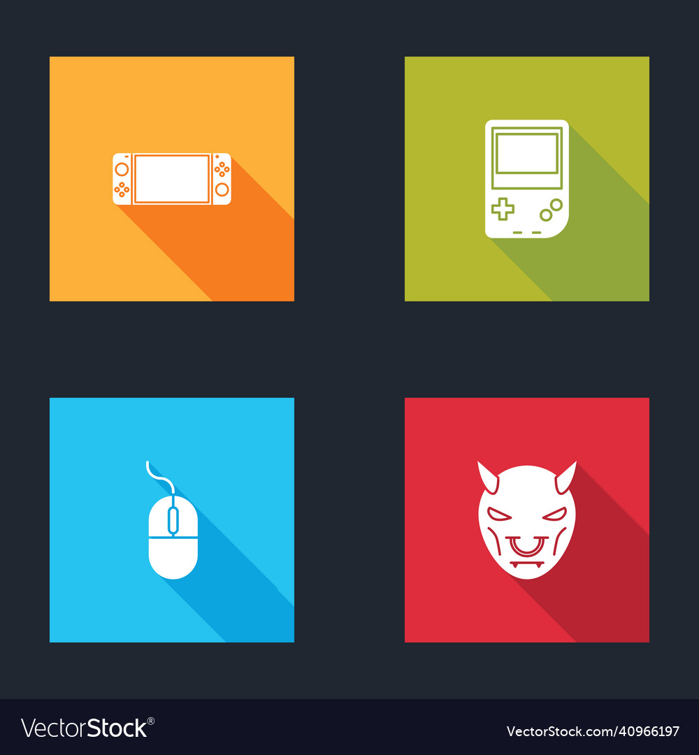 Set portable video game console computer mouse vector image Set portable video game console computer mouse