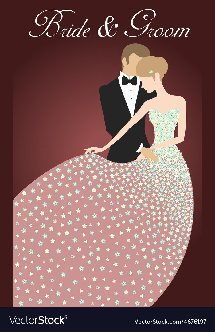 Wedding Invitation With Bride And Groom Royalty Free Vector Wedding Invitation With Bride And Groom Vector Image