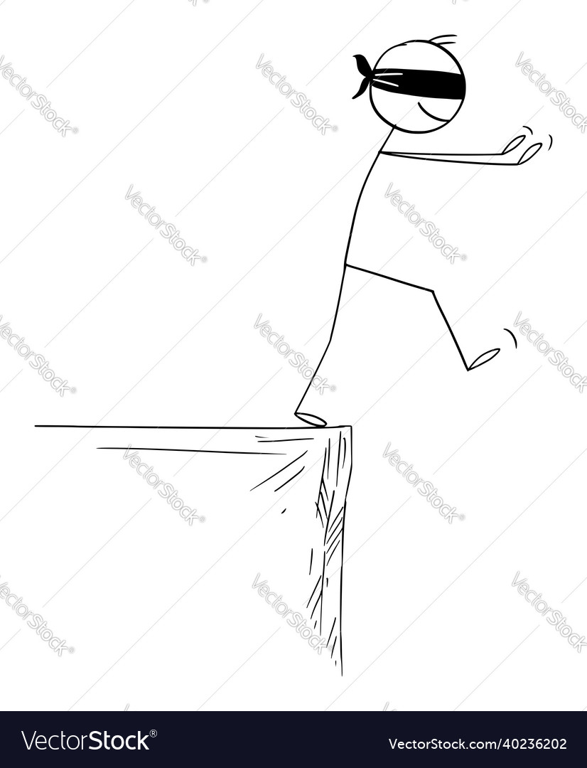 Blind person or businessman falling from vector image Blind person or businessman falling from