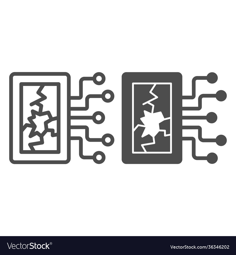 Broken window and contacts line solid icon