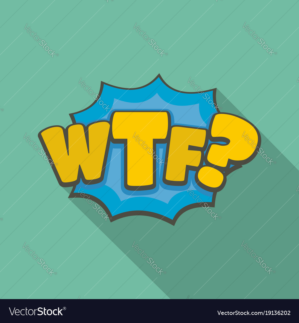 Comic boom wtf icon flat style Royalty Free Vector Image