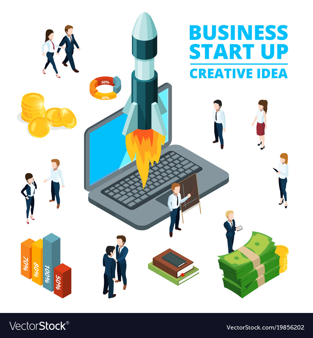Concept of starting business startup Royalty Free Vector